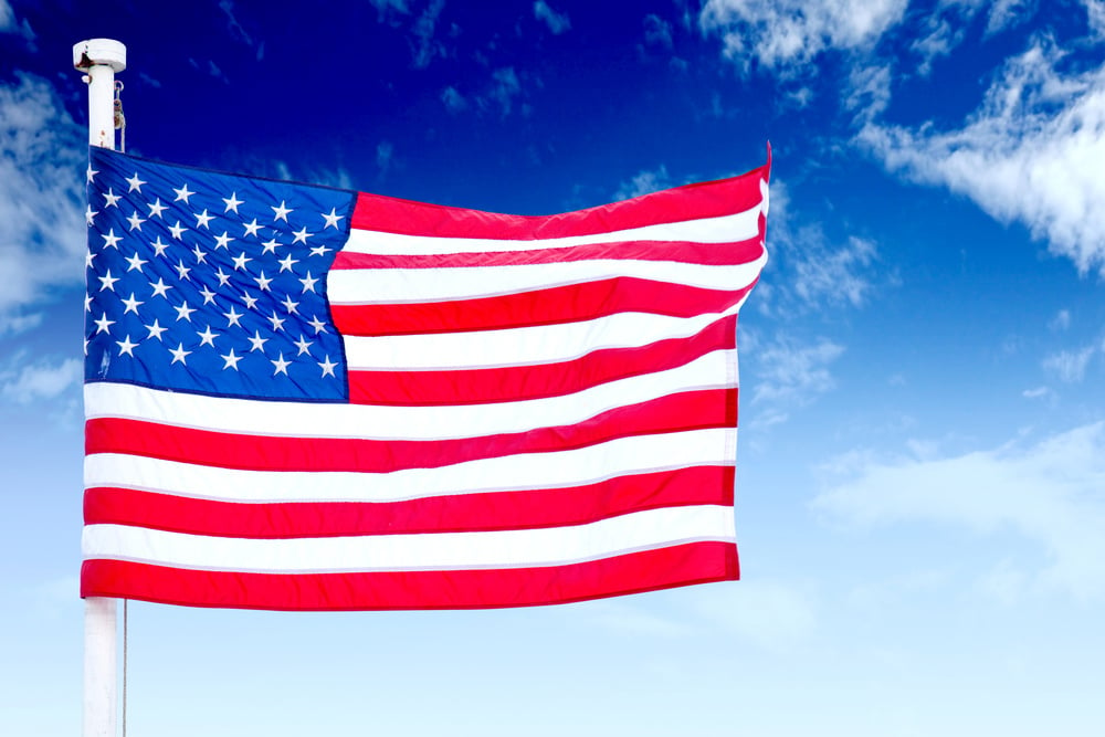 American flag with a sky as a background-1