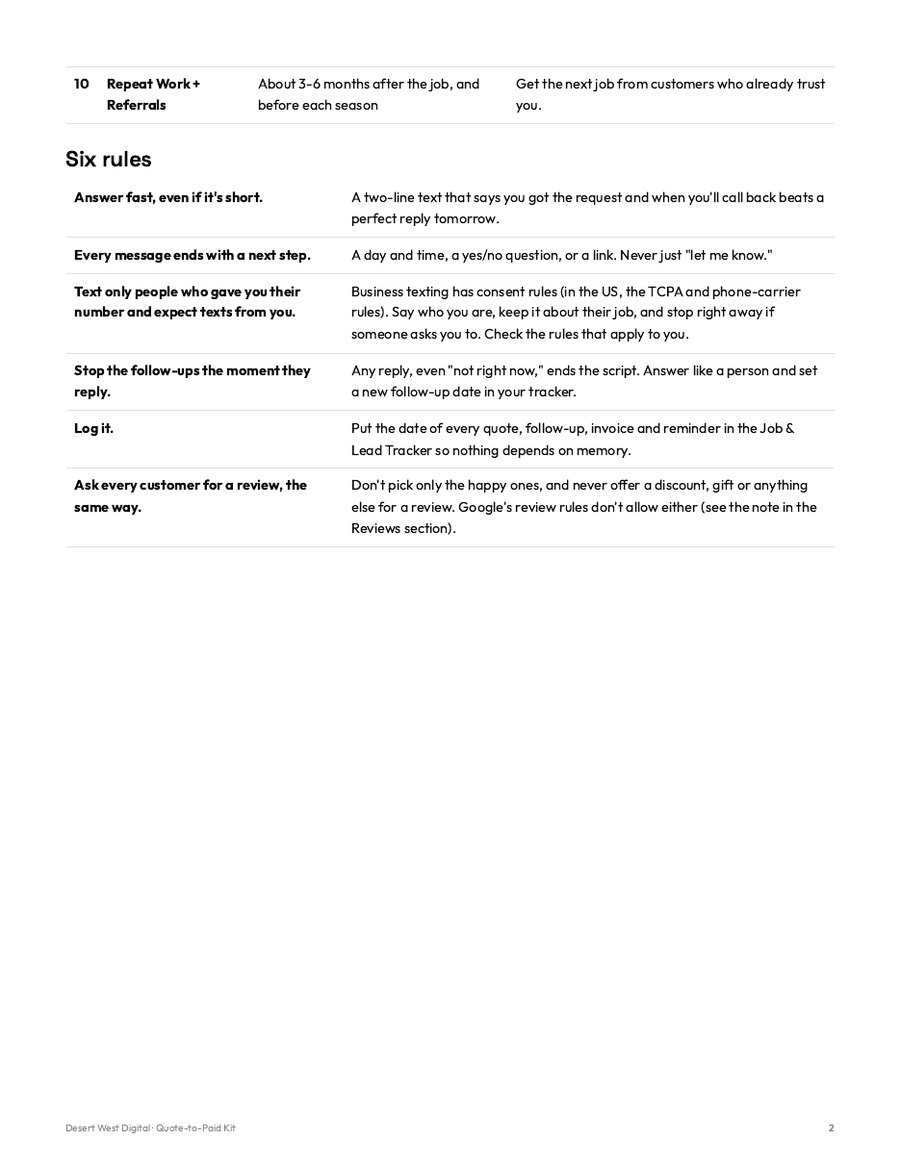 Text and email scripts page